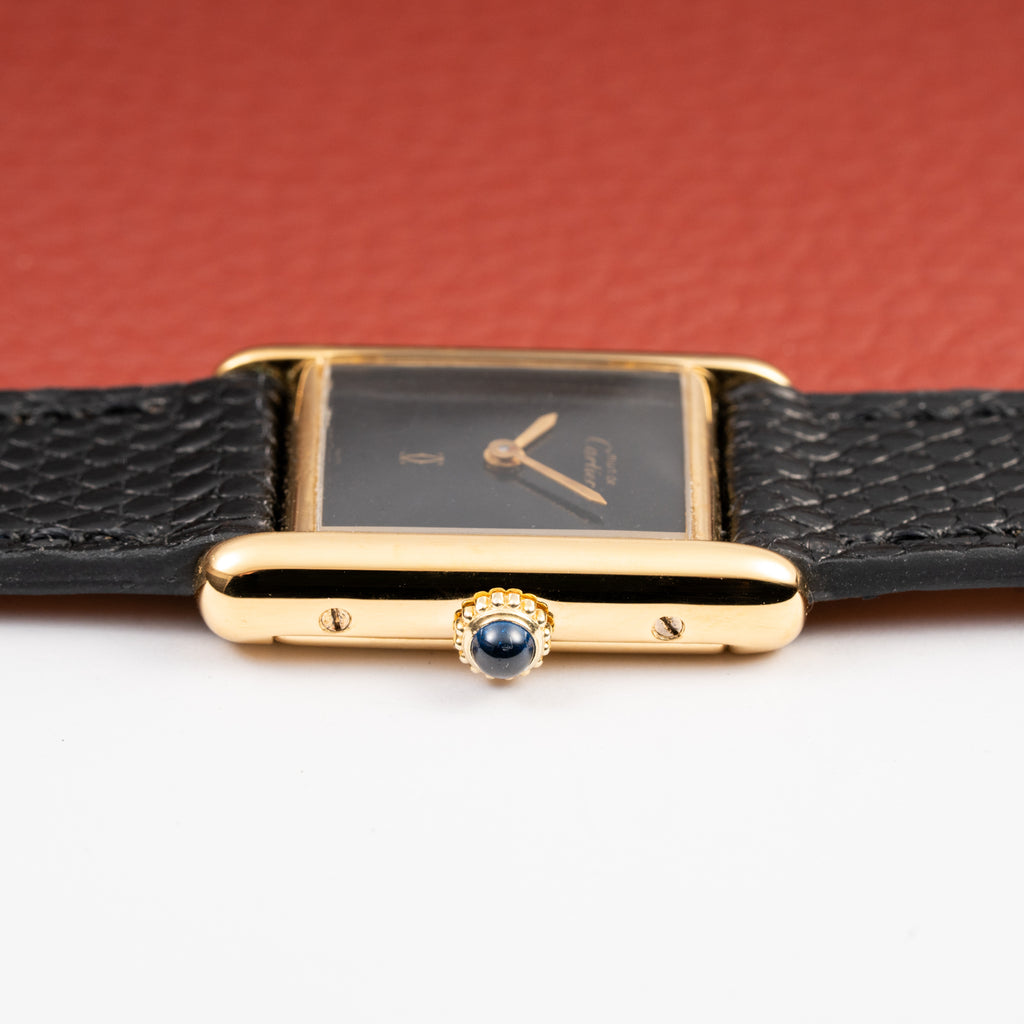 Cartier Tank Must de Vermeil Black 'onyx' Dial PM 1980s