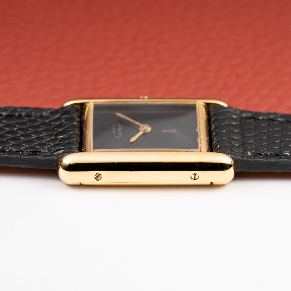 Cartier Tank Must de Vermeil Black 'onyx' Dial PM 1980s