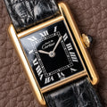 Cartier Tank Must de Vermeil Black Roman Dial PM 1980s