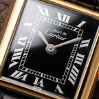 Cartier Tank Must de Vermeil Black Roman Dial PM 1980s