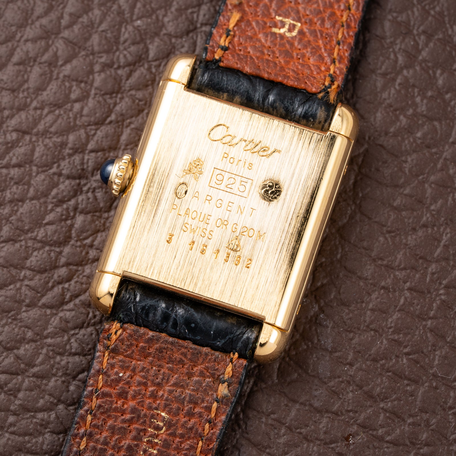Cartier Tank Must de Vermeil Black Roman Dial PM 1980s