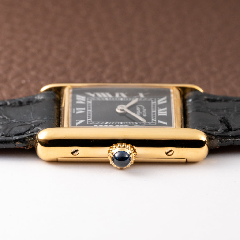 Cartier Tank Must de Vermeil Black Roman Dial PM 1980s