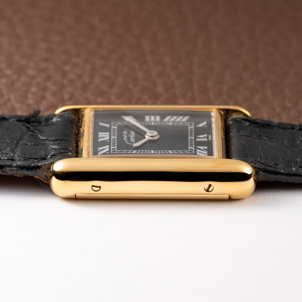 Cartier Tank Must de Vermeil Black Roman Dial PM 1980s