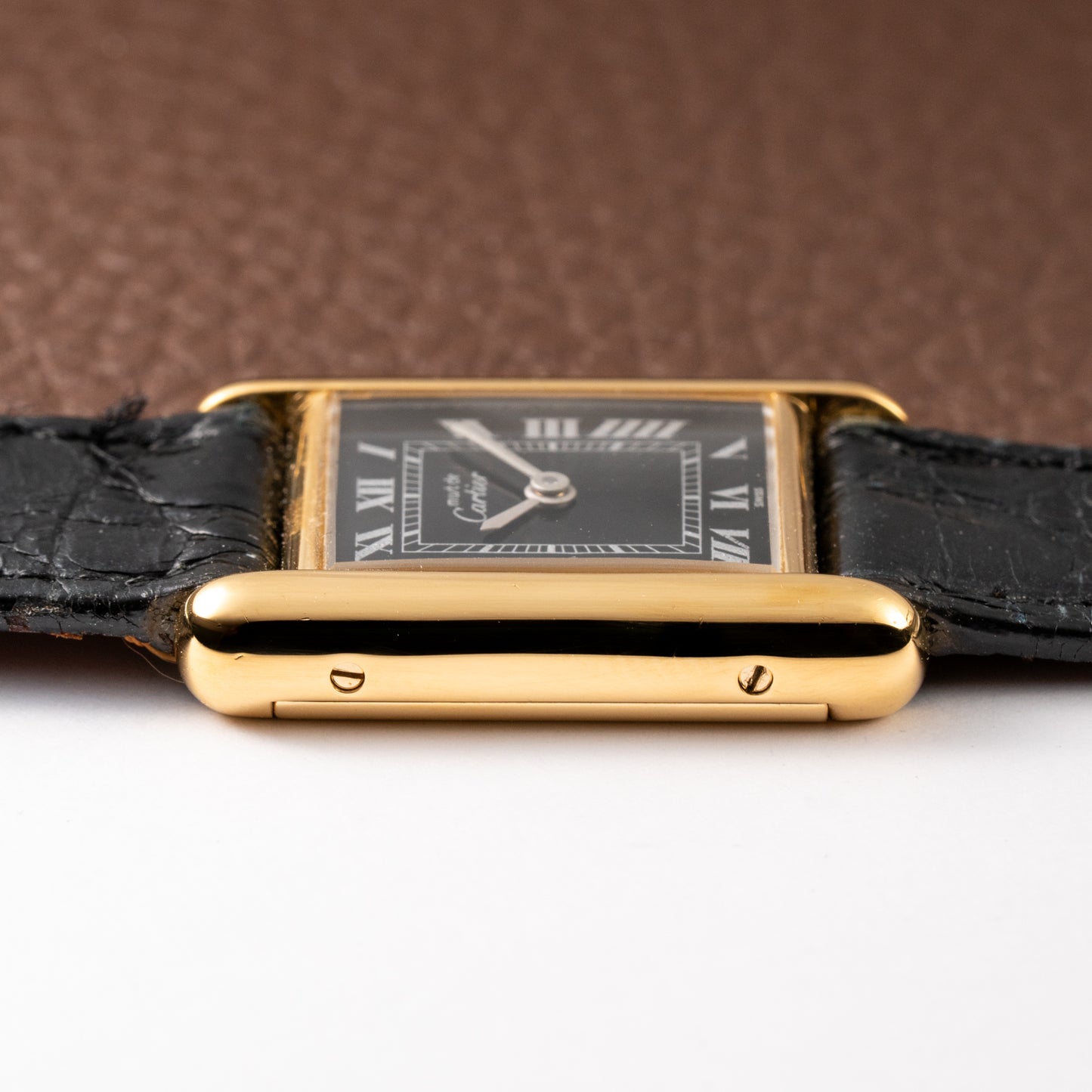 Cartier Tank Must de Vermeil Black Roman Dial PM 1980s