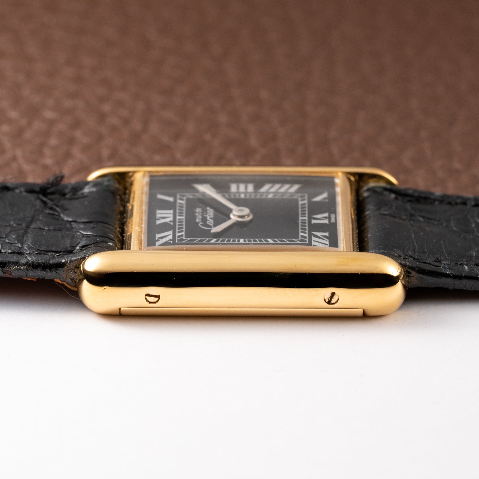 Cartier Tank Must de Vermeil Black Roman Dial PM 1980s
