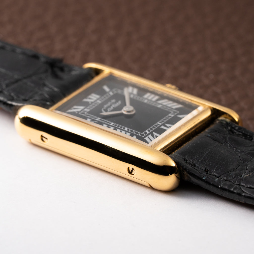 Cartier Tank Must de Vermeil Black Roman Dial PM 1980s