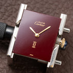Cartier Tank Must de Vermeil Burgundy Red Dial GM from 1980s