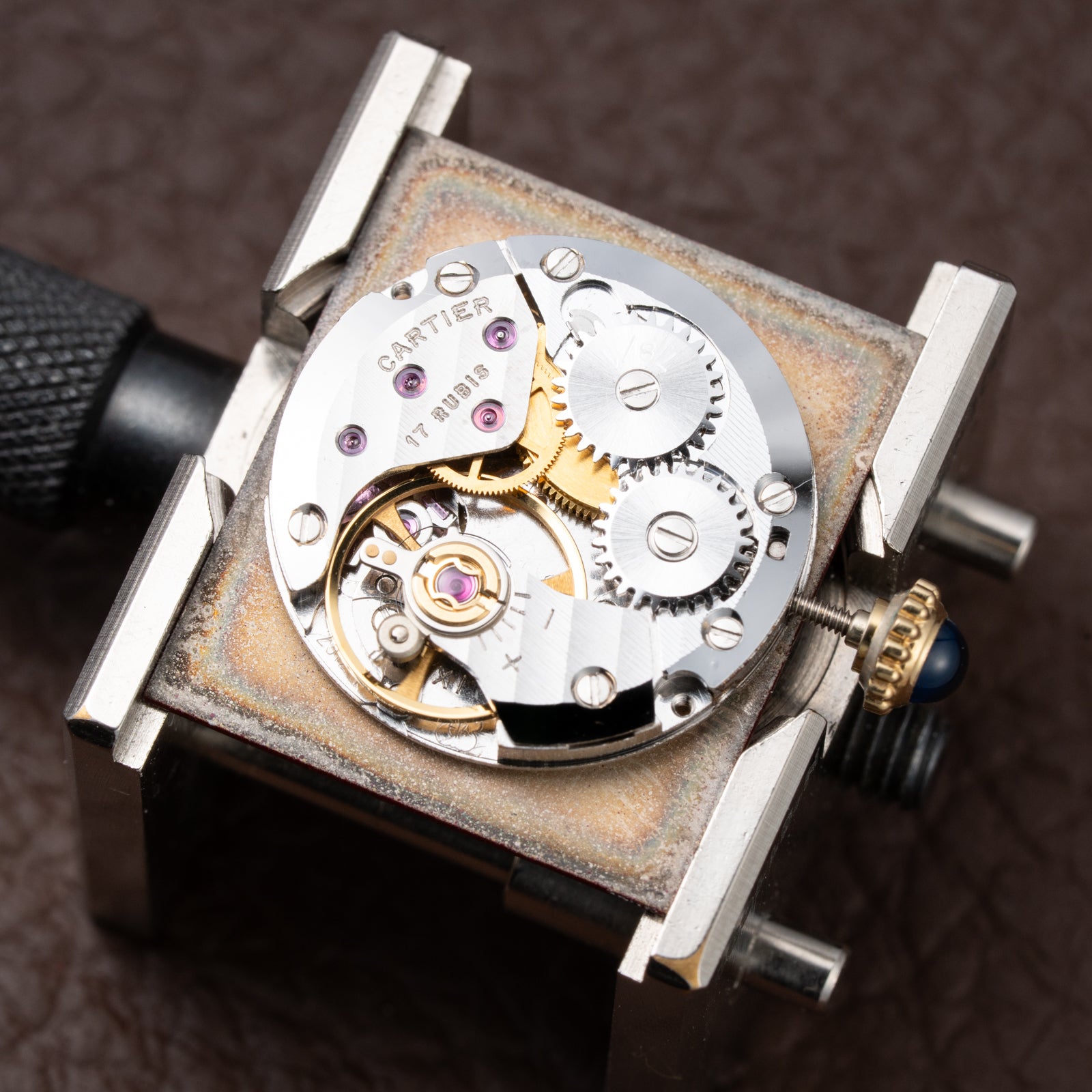 Cartier Tank Must de Vermeil Burgundy Red Dial GM from 1980s