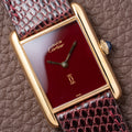 Cartier Tank Must de Vermeil Burgundy Red Dial GM from 1980s