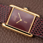 Cartier Tank Must de Vermeil Burgundy Red Dial GM from 1980s