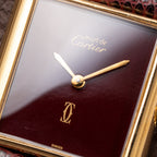 Cartier Tank Must de Vermeil Burgundy Red Dial GM from 1980s