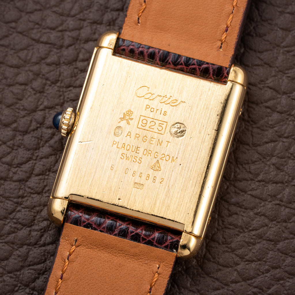 Cartier Tank Must de Vermeil Burgundy Red Dial GM from 1980s