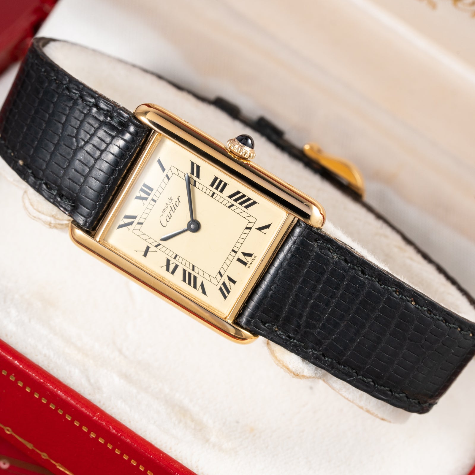 Cartier Tank Must de Lemon Roman Vermeil GM Full Set from 1980s