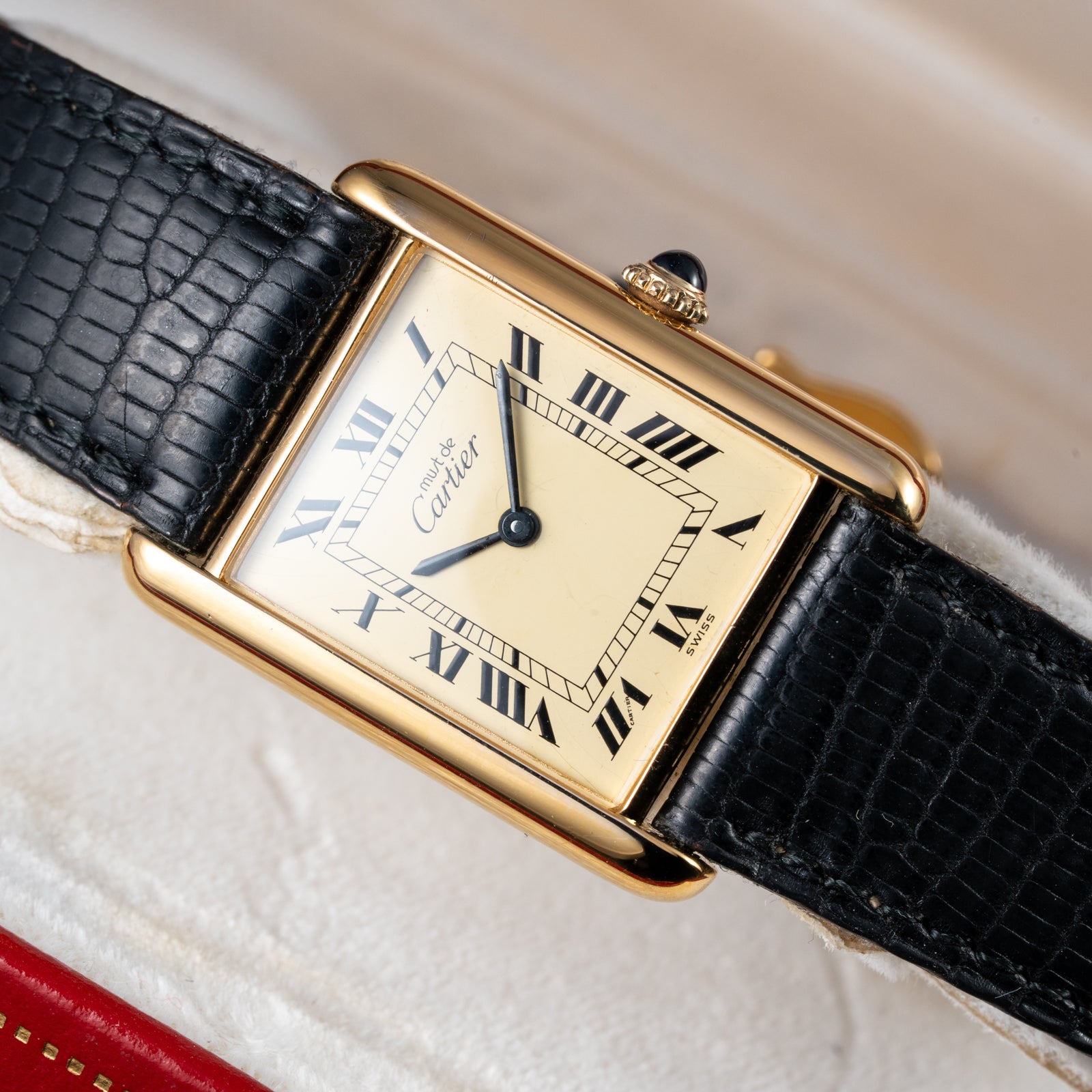 Cartier Tank Must de Lemon Roman Vermeil GM Full Set from 1980s