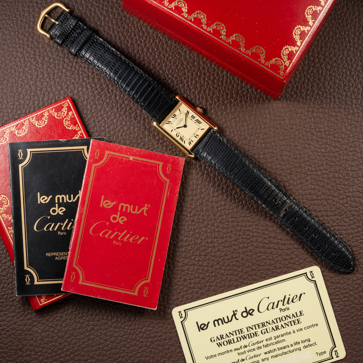 Cartier Tank Must de Lemon Roman Vermeil GM Full Set from 1980s