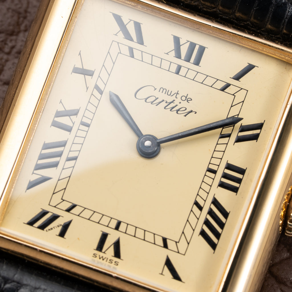 Cartier Tank Must de Lemon Roman Vermeil GM Full Set from 1980s