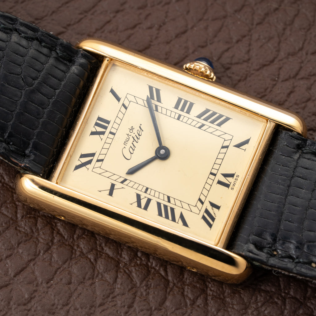 Cartier Tank Must de Lemon Roman Vermeil GM Full Set from 1980s