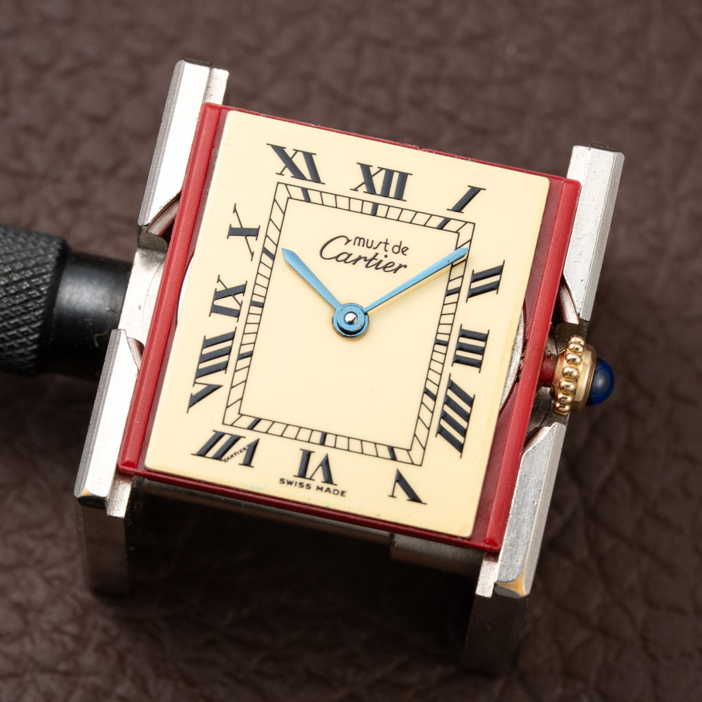 Cartier Tank Must de Vermeil Roman Lemon Dial GM Ref 590005 from 1990s