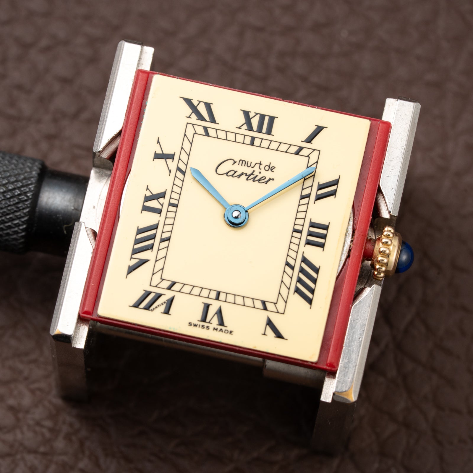 Cartier Tank Must de Vermeil Roman Lemon Dial GM Ref 590005 from 1990s