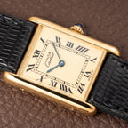 Cartier Tank Must de Vermeil Roman Lemon Dial GM Ref 590005 from 1990s