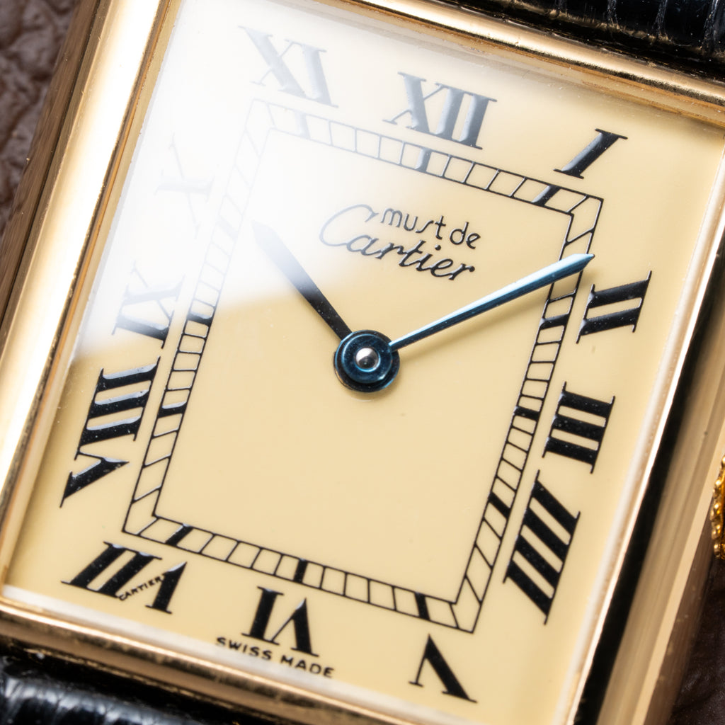 Cartier Tank Must de Vermeil Roman Lemon Dial GM Ref 590005 from 1990s