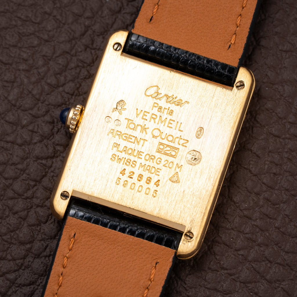 Cartier Tank Must de Vermeil Roman Lemon Dial GM Ref 590005 from 1990s