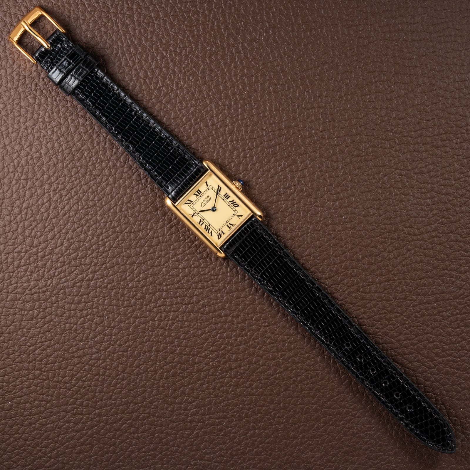 Cartier Tank Must de Vermeil Roman Lemon Dial GM Ref 590005 from 1990s