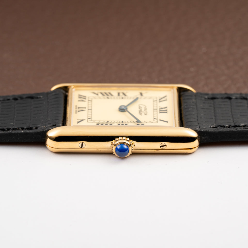 Cartier Tank Must de Vermeil Roman Lemon Dial GM Ref 590005 from 1990s