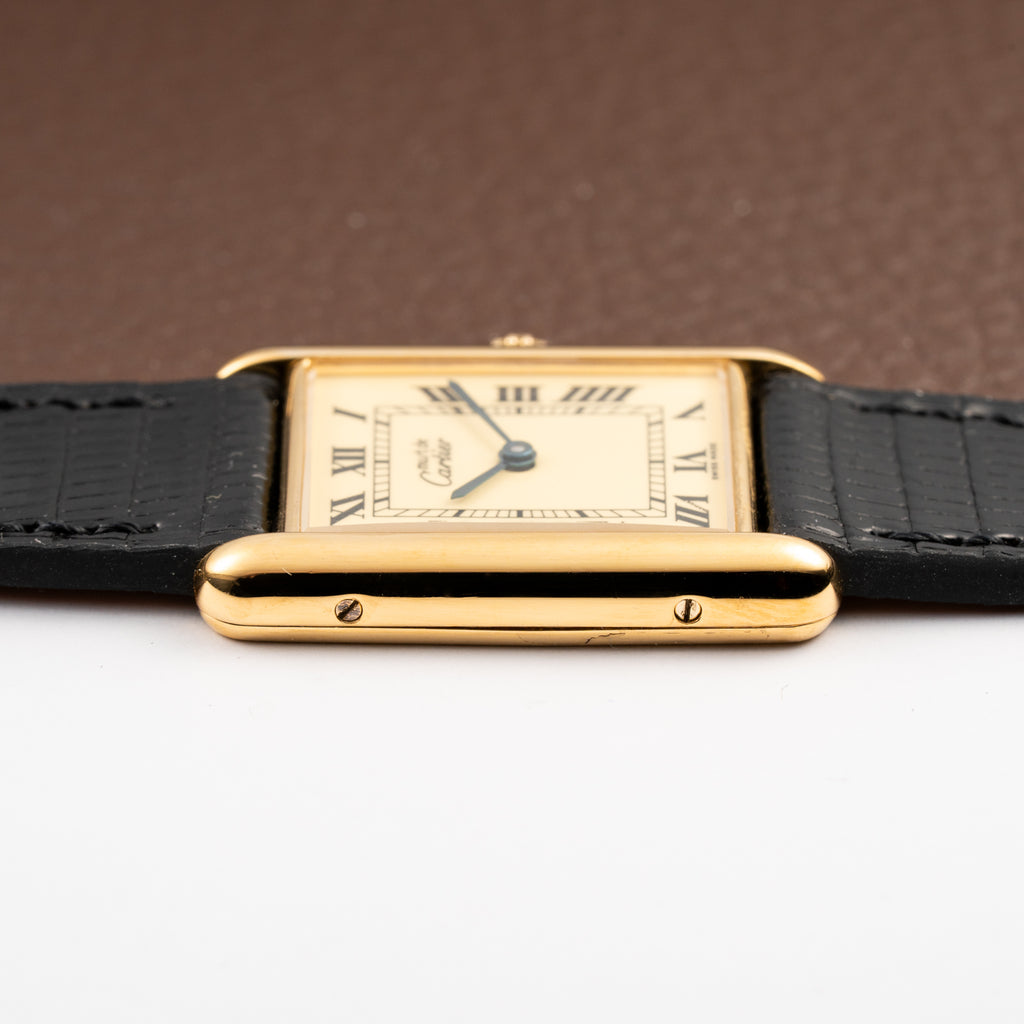 Cartier Tank Must de Vermeil Roman Lemon Dial GM Ref 590005 from 1990s