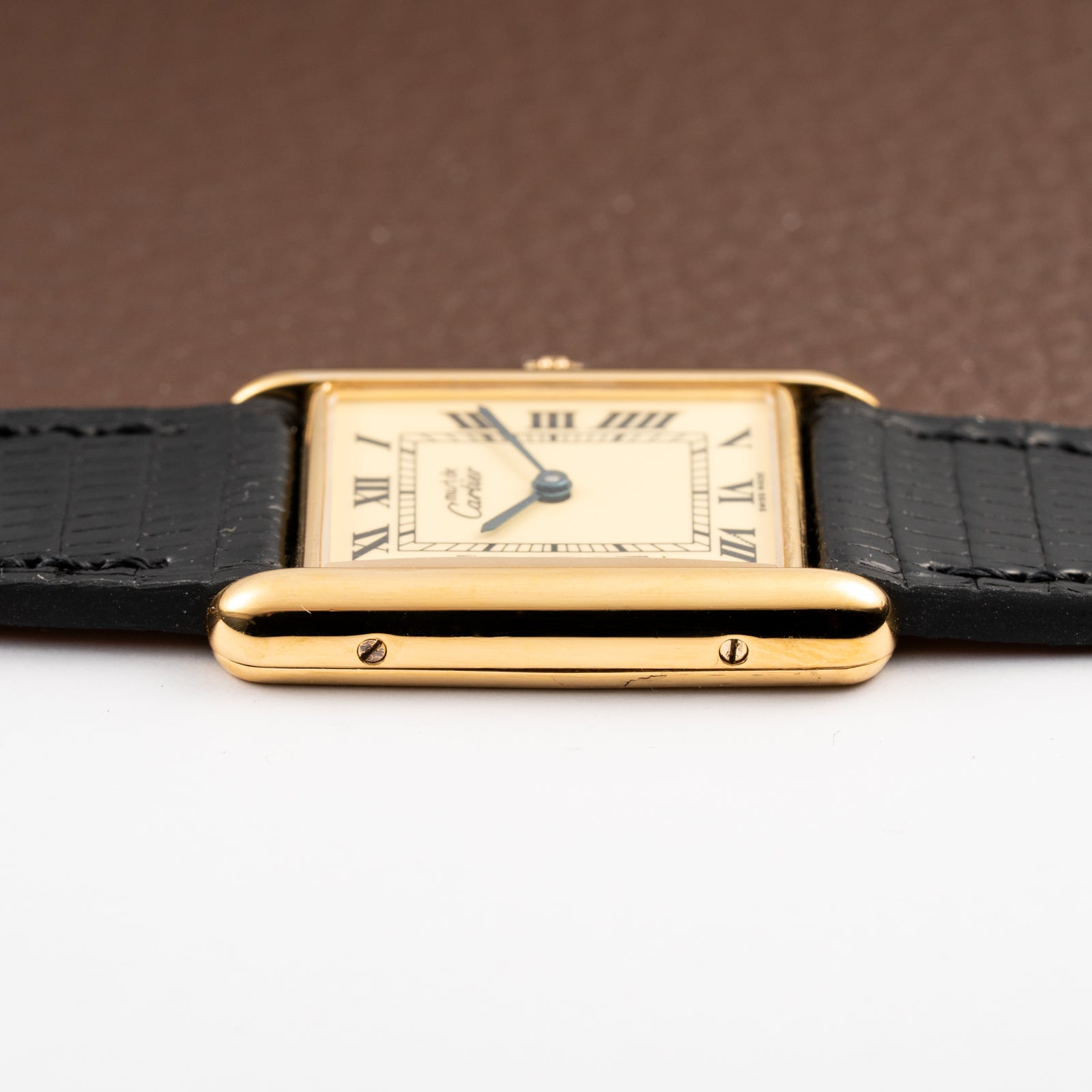 Cartier Tank Must de Vermeil Roman Lemon Dial GM Ref 590005 from 1990s
