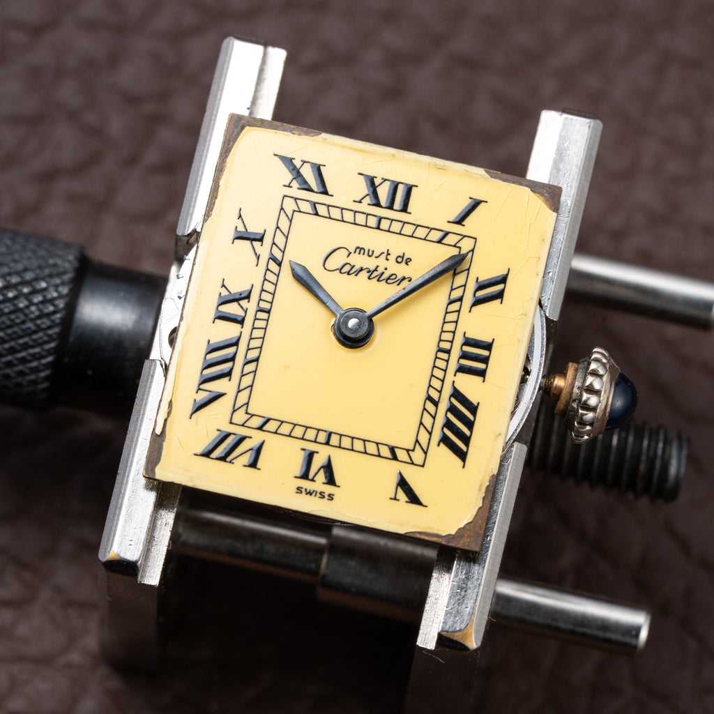 Cartier Tank Must de Roman Lemon Dial Vermeil PM 1980s