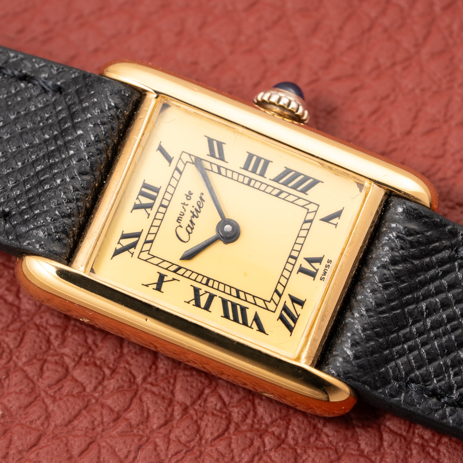 Cartier Tank Must de Roman Lemon Dial Vermeil PM 1980s