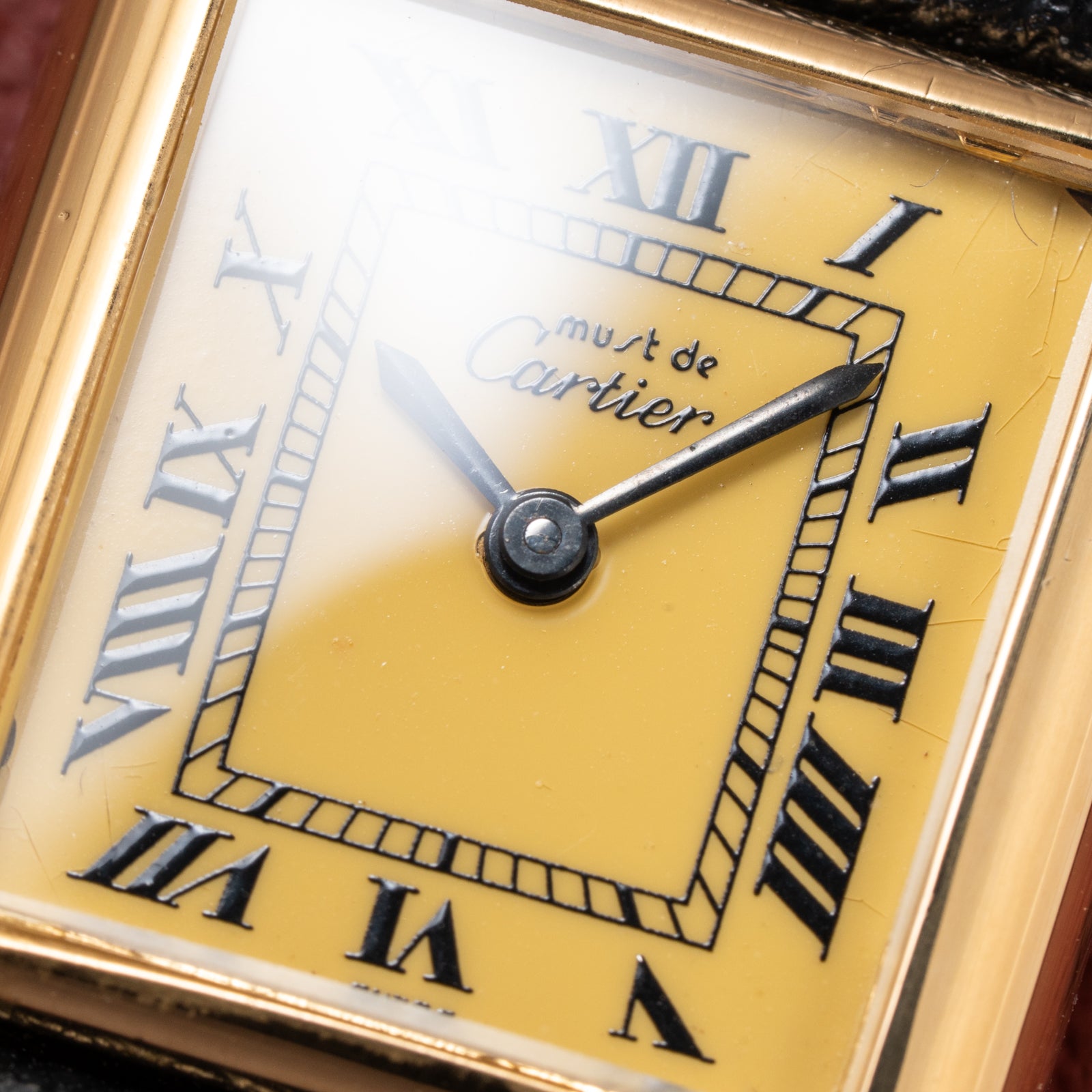 Cartier Tank Must de Roman Lemon Dial Vermeil PM 1980s