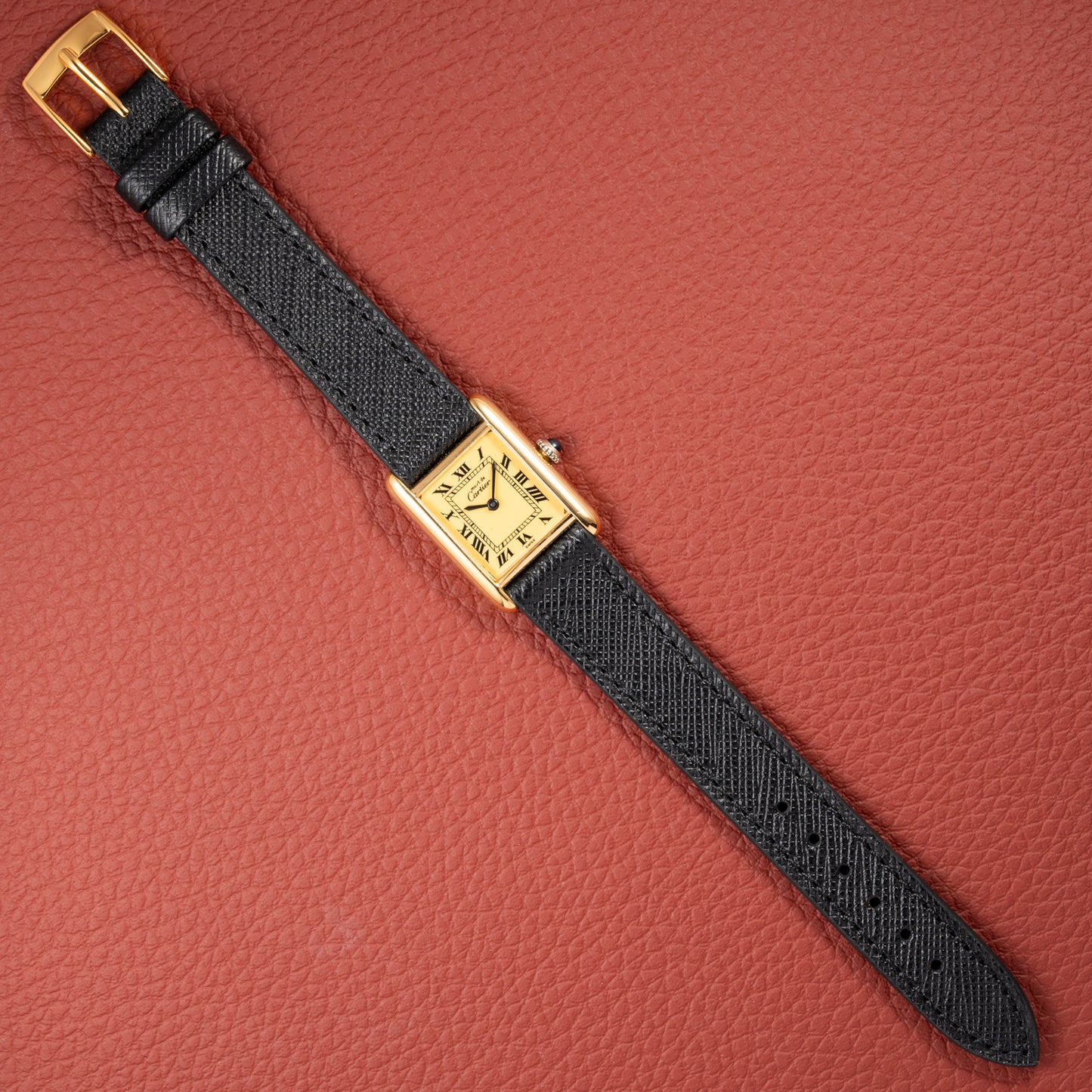 Cartier Tank Must de Roman Lemon Dial Vermeil PM 1980s