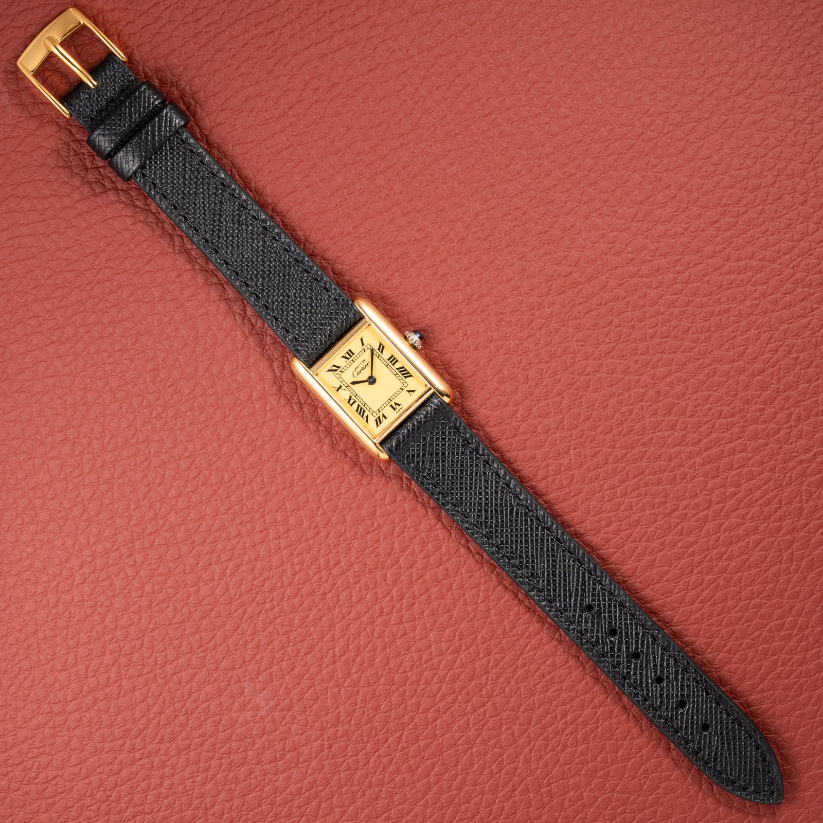 Cartier Tank Must de Roman Lemon Dial Vermeil PM 1980s