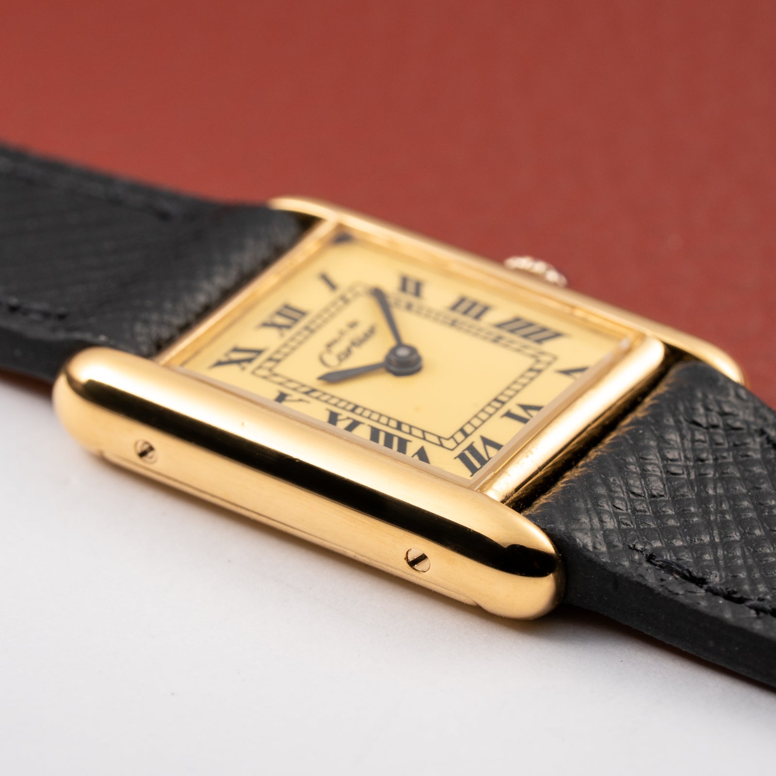 Cartier Tank Must de Roman Lemon Dial Vermeil PM 1980s