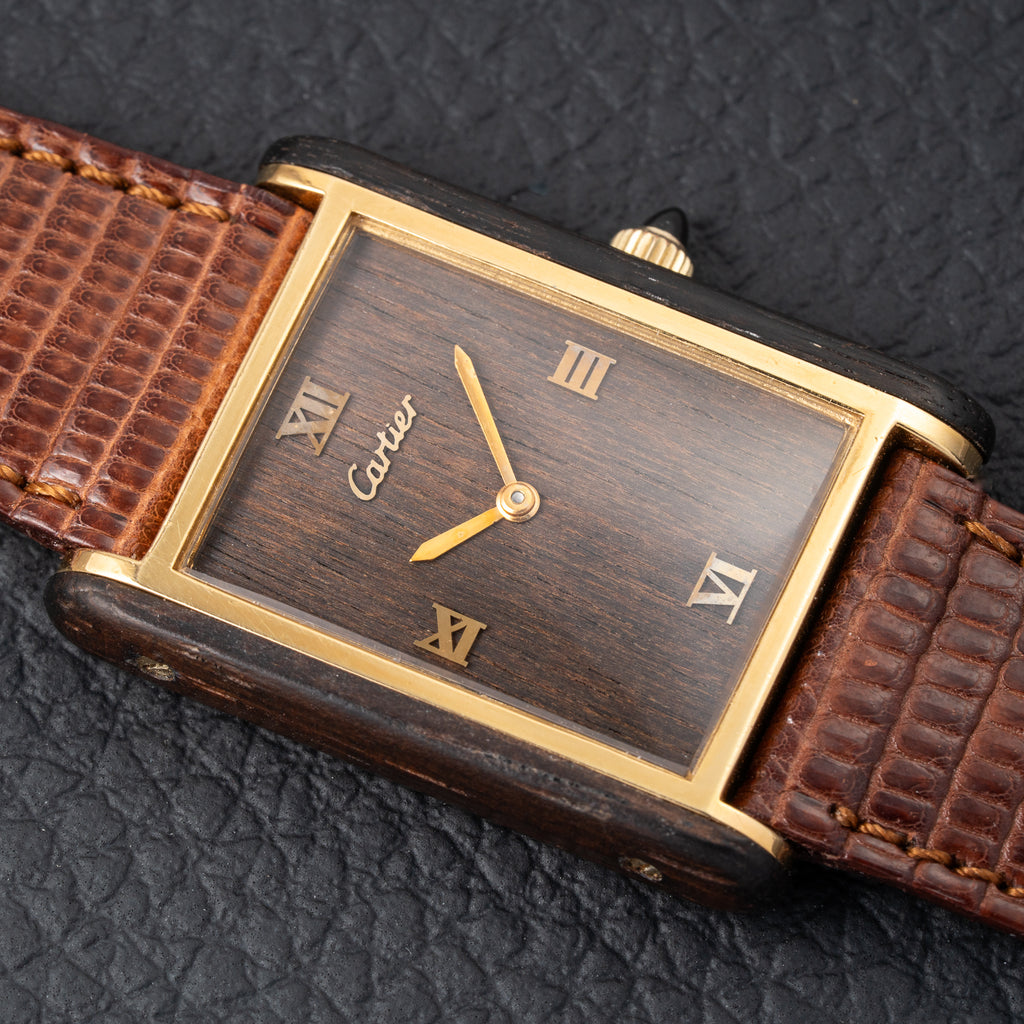 Cartier Tank “Pallisandre de Rio” “Tank Wood” Mohogany Ref 21611 from 1975