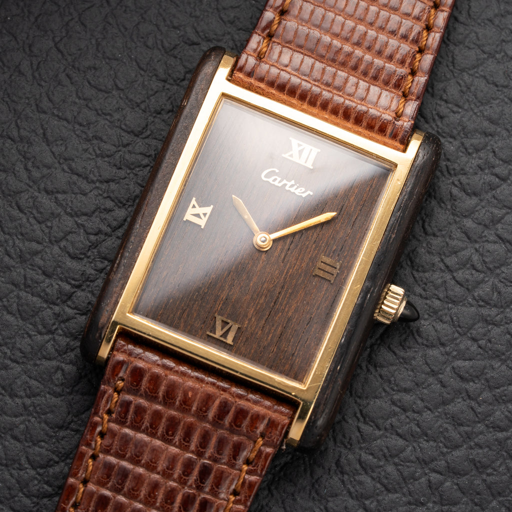 Cartier Tank “Pallisandre de Rio” “Tank Wood” Mohogany Ref 21611 from 1975