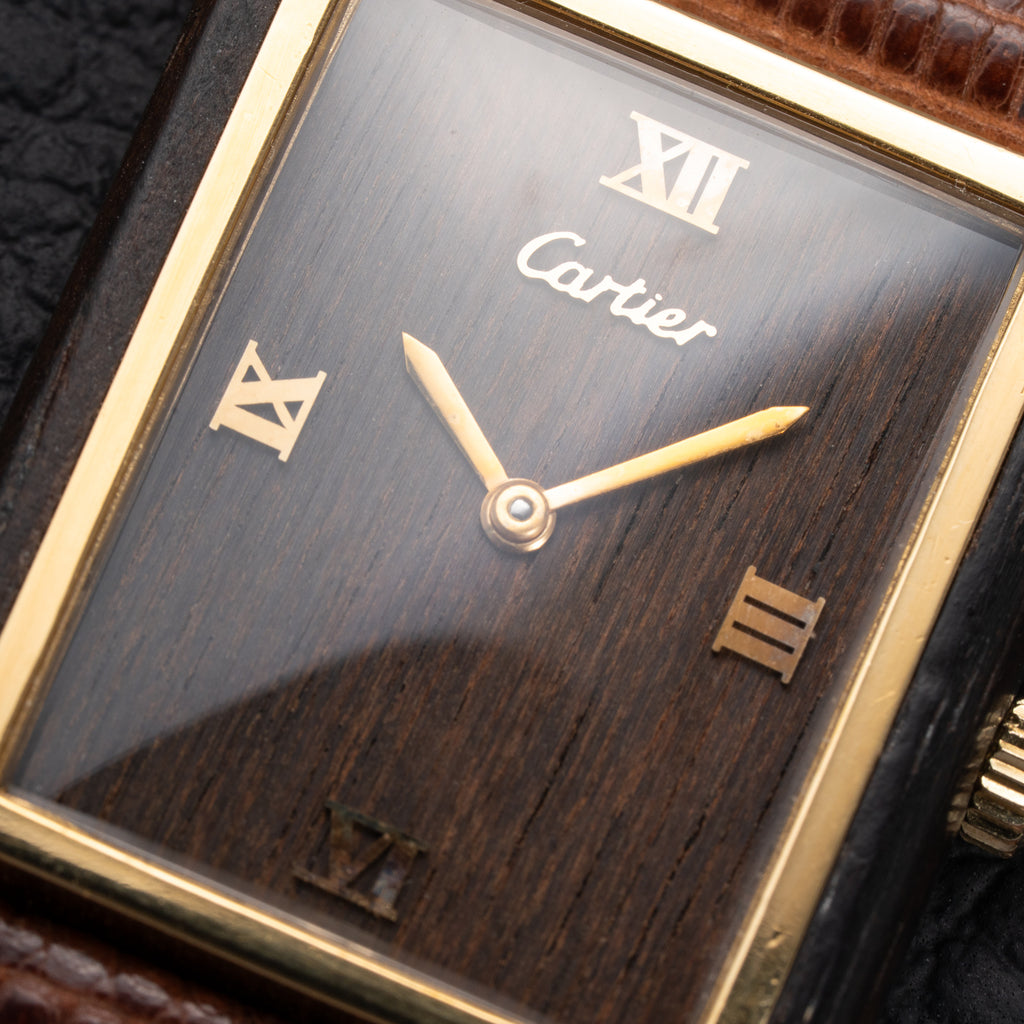 Cartier Tank “Pallisandre de Rio” “Tank Wood” Mohogany Ref 21611 from 1975