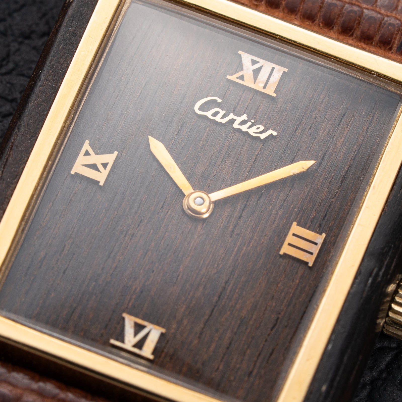 Cartier Tank “Pallisandre de Rio” “Tank Wood” Mohogany Ref 21611 from 1975