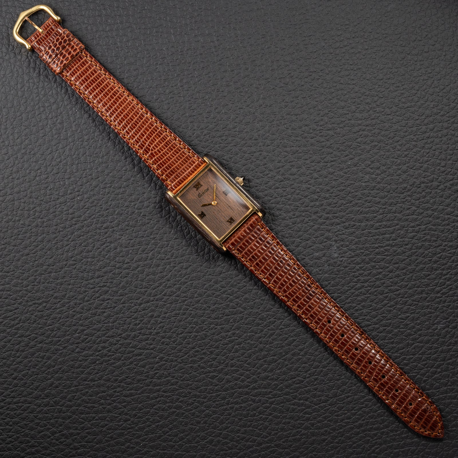 Cartier Tank “Pallisandre de Rio” “Tank Wood” Mohogany Ref 21611 from 1975