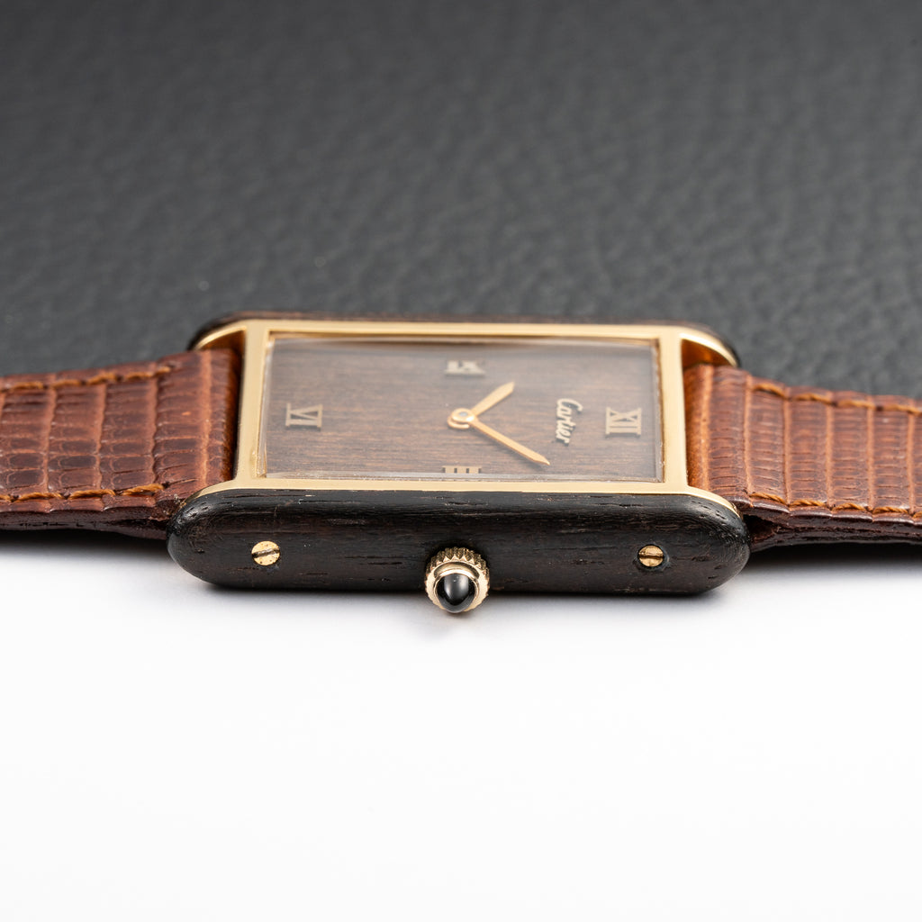 Cartier Tank “Pallisandre de Rio” “Tank Wood” Mohogany Ref 21611 from 1975