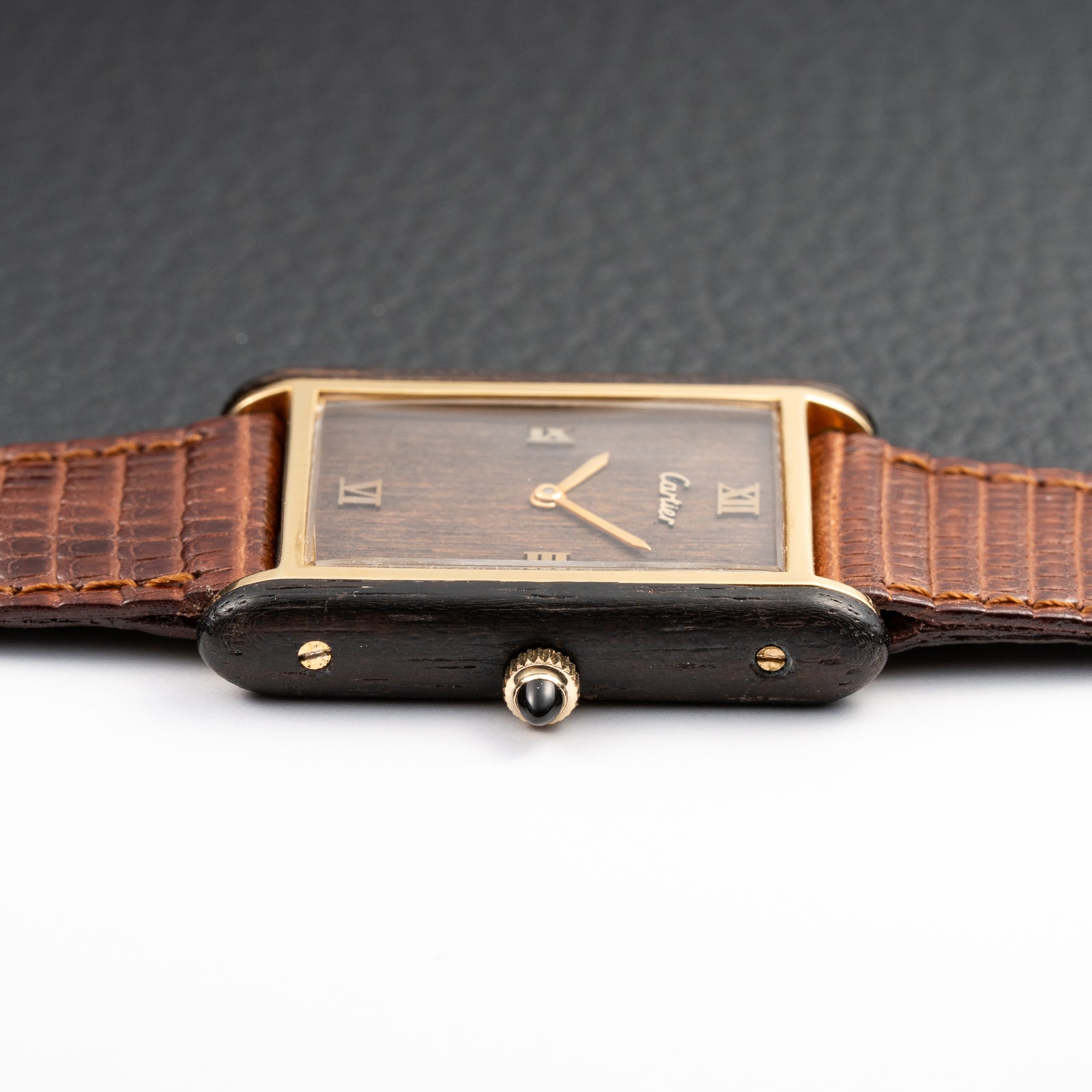 Cartier Tank “Pallisandre de Rio” “Tank Wood” Mohogany Ref 21611 from 1975