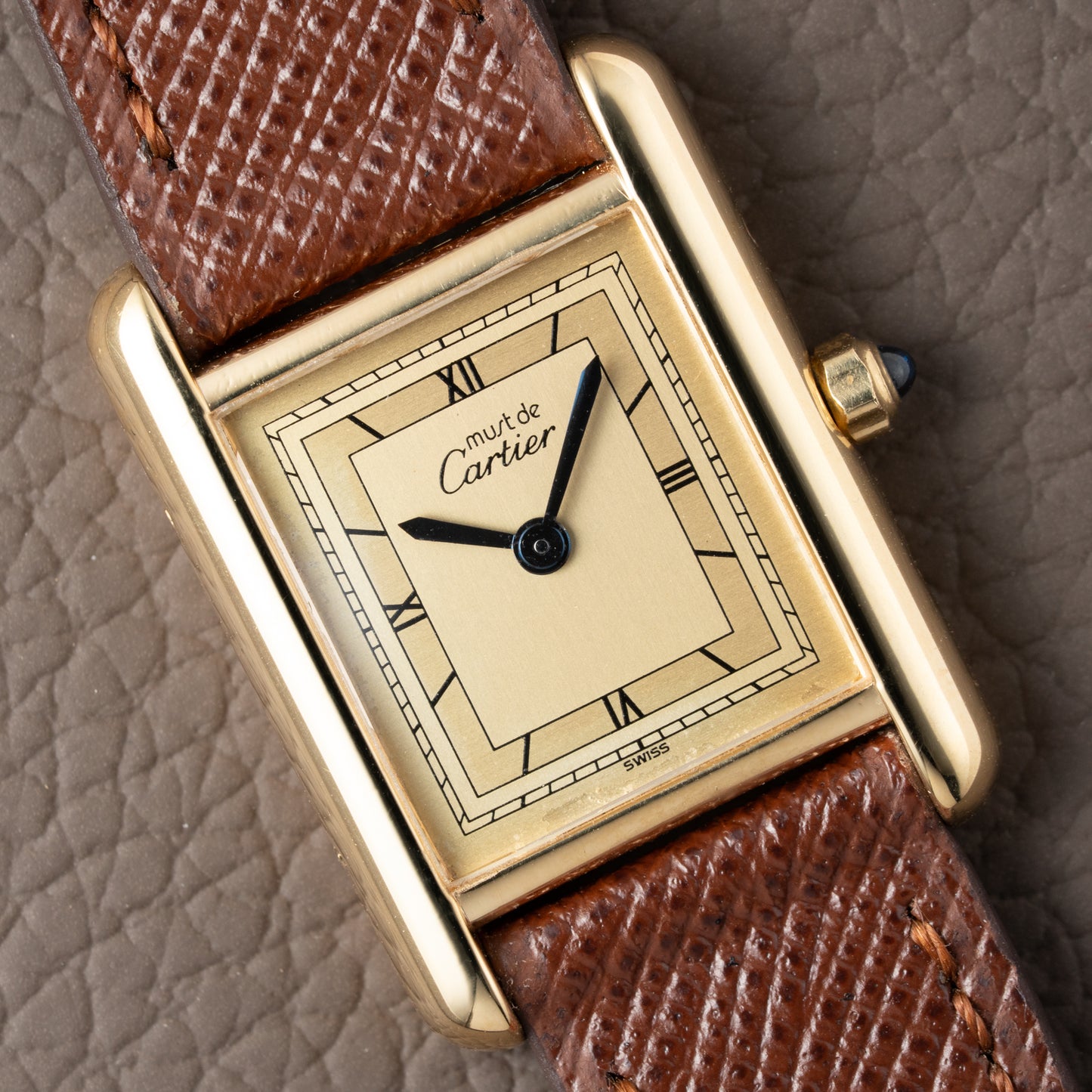Cartier Must de Tank Vermeil Art Deco Roman Dial PM Reference 3 66001