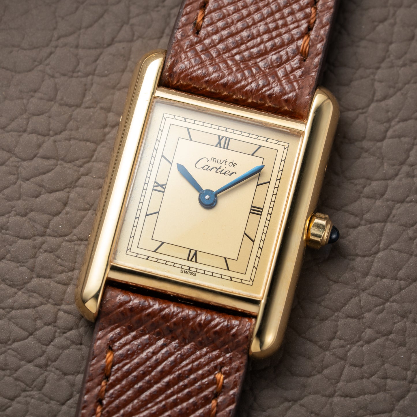 Cartier Must de Tank Vermeil Art Deco Roman Dial PM Reference 3 66001