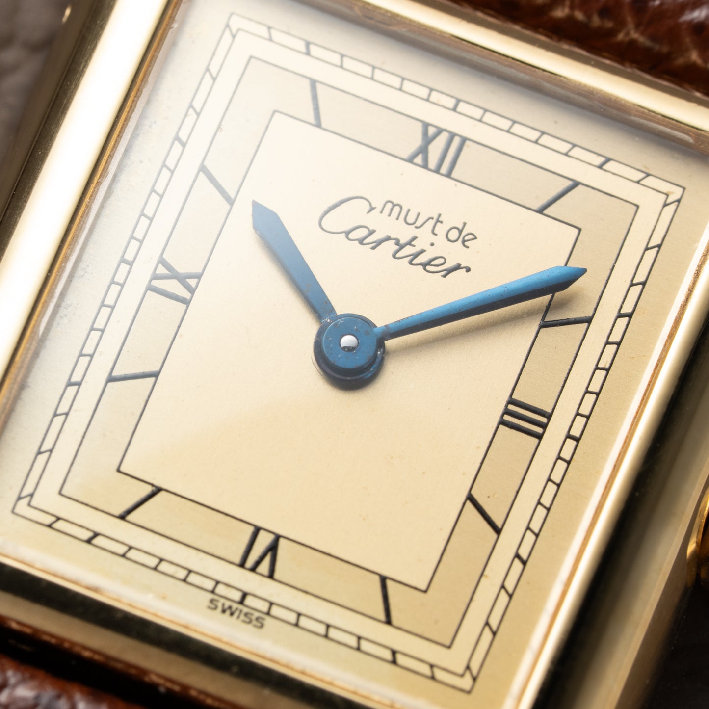Cartier Must de Tank Vermeil Art Deco Roman Dial PM Reference 3 66001