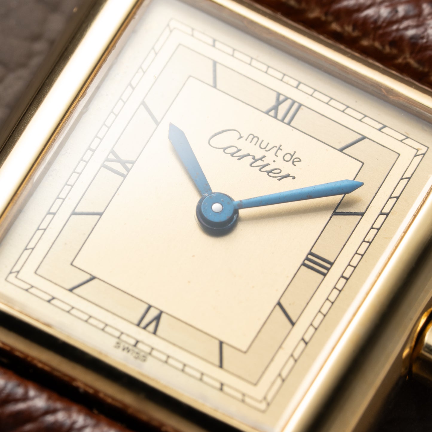 Cartier Must de Tank Vermeil Art Deco Roman Dial PM Reference 3 66001