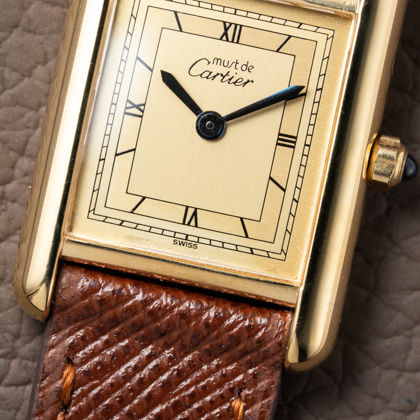 Cartier Must de Tank Vermeil Art Deco Roman Dial PM Reference 3 66001