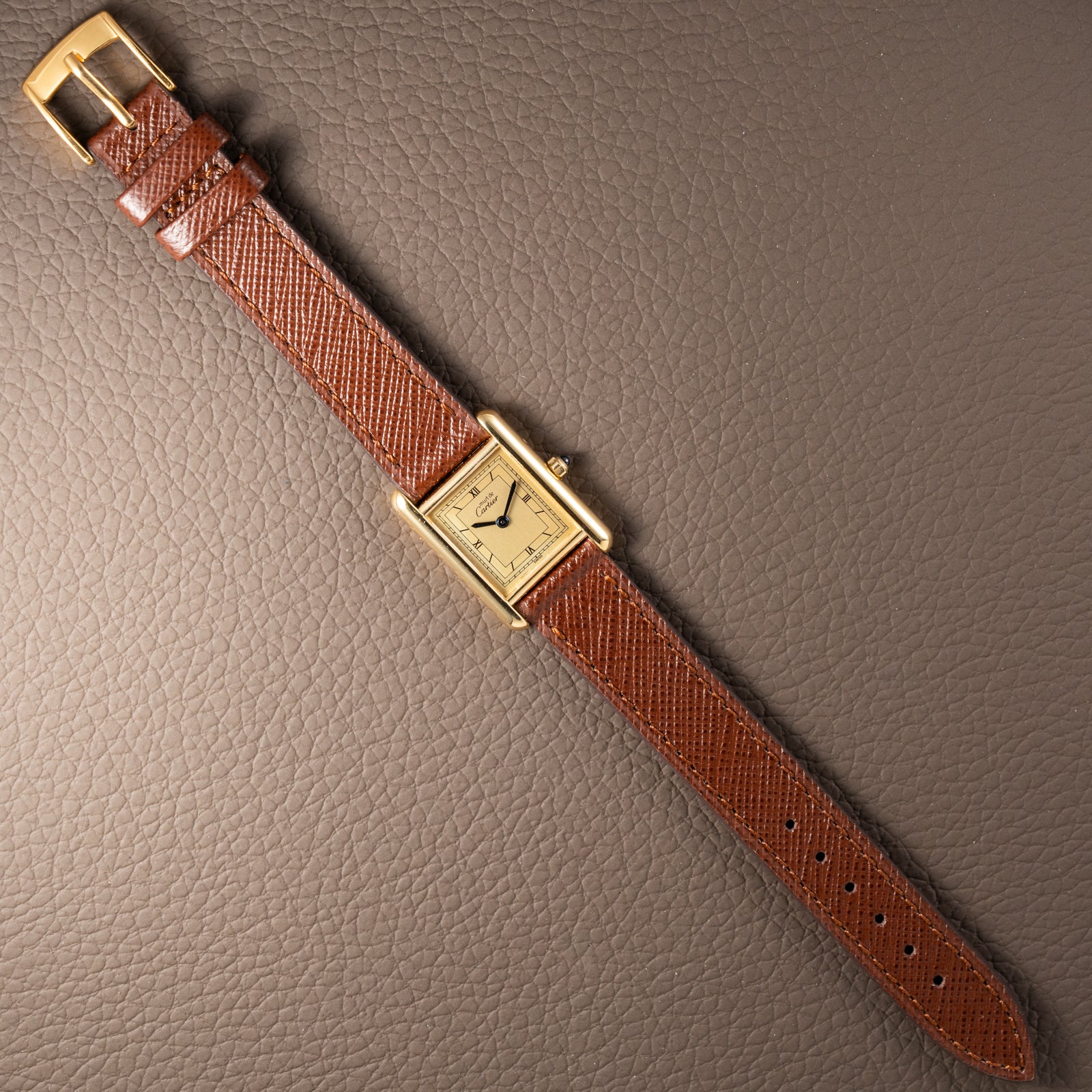 Cartier Must de Tank Vermeil Art Deco Roman Dial PM Reference 3 66001