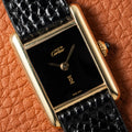 Cartier Tank Must de Vermeil Black Dial PM 1980s
